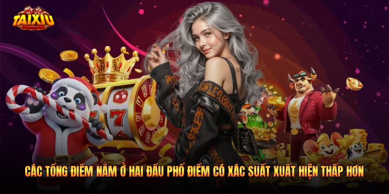 Các tổng điểm nằm ở hai đầu phổ điểm có xác suất xuất hiện thấp hơn